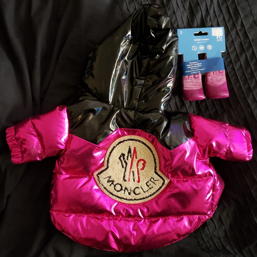 Moncler puffy doggy jacket paw bootys